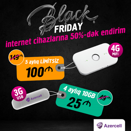 Azercell-dən “Black Friday” günündə möhtəşəm endirimlər! Azercell-dən “Black Friday” günündə möhtəşəm endirimlər!