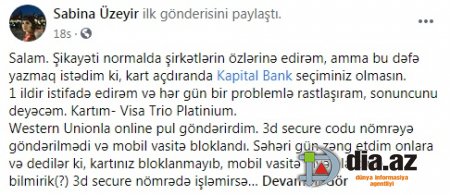 "Kart açdıranda "Kapital Bank" seçiminiz olmasın..." "Kart açdıranda "Kapital Bank" seçiminiz olmasın..."