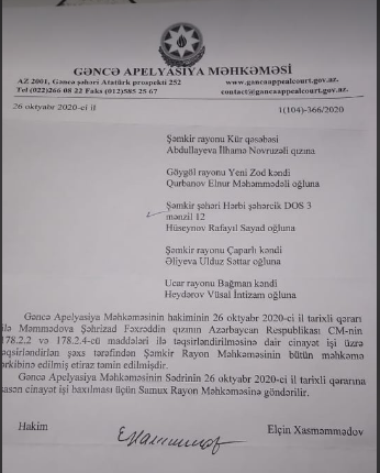 Samux Məhkəməsində Xəqani Cəbrayılov "kabusu" Samux Məhkəməsində Xəqani Cəbrayılov "kabusu"