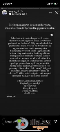 "Baku Electronics"dən şikayətlər bitmək bilmir ki bilmir... "Baku Electronics"dən şikayətlər bitmək bilmir ki bilmir...