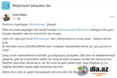 `Dominos Pizza` vətəndaşın QƏSDİNƏ DURUB... `Dominos Pizza` vətəndaşın QƏSDİNƏ DURUB...