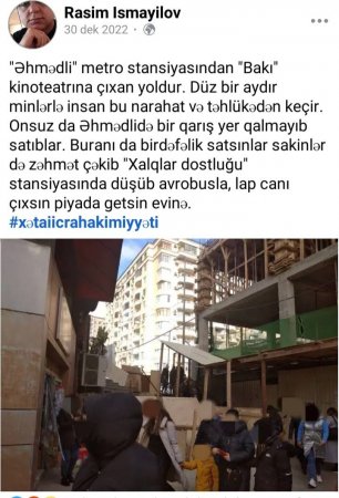 Xətainin icra başçısı üçün vətəndaşın həyatı ÖNƏM DAŞIMIR? Xətainin icra başçısı üçün vətəndaşın həyatı ÖNƏM DAŞIMIR?