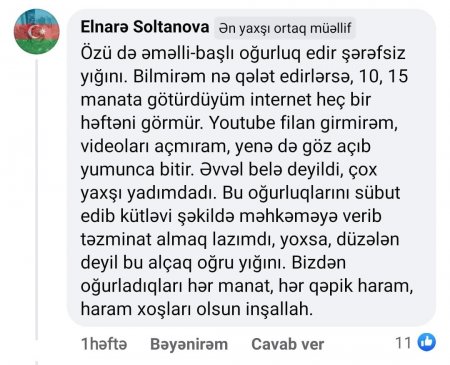 "Məhkəməyə verib təzminat almaq lazımdı, yoxsa, düzələn deyil bu oğru yığını..." "Məhkəməyə verib təzminat almaq lazımdı, yoxsa, düzələn deyil bu oğru yığını..."