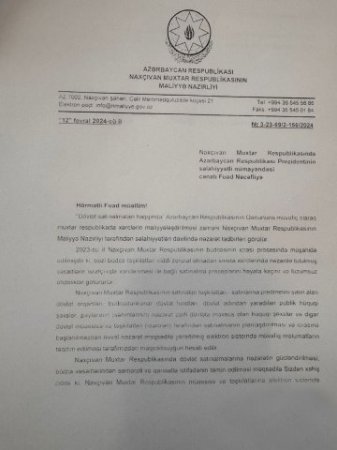 Naxçıvanın Maliyyə Nazirliyi səlahiyyət həddini aşdı, qanunu pozdu, Səlahiyyətli Nümayəndəlik isə... Naxçıvanın Maliyyə Nazirliyi səlahiyyət həddini aşdı, qanunu pozdu, Səlahiyyətli Nümayəndəlik isə...