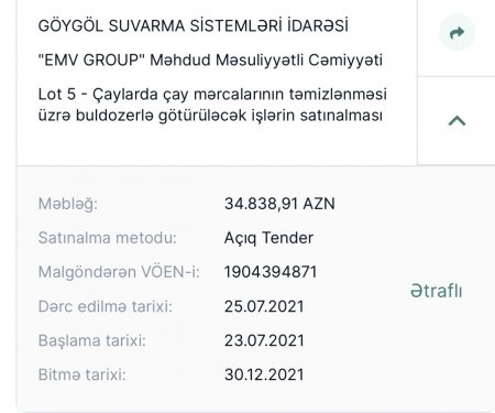 Göygöl Suvarma Sistemləri İdarəsinin 1 milyon manatlıq tenderinin adı var, özü yox… Göygöl Suvarma Sistemləri İdarəsinin 1 milyon manatlıq tenderinin adı var, özü yox…