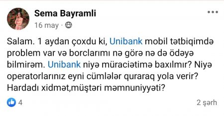 "”Unibank” niyə müraciətimə baxmır?" "”Unibank” niyə müraciətimə baxmır?"
